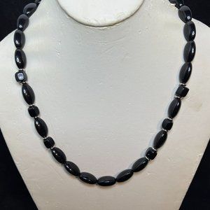 Just for You Silver Tone And Black Beaded Necklace 22" (3894)
